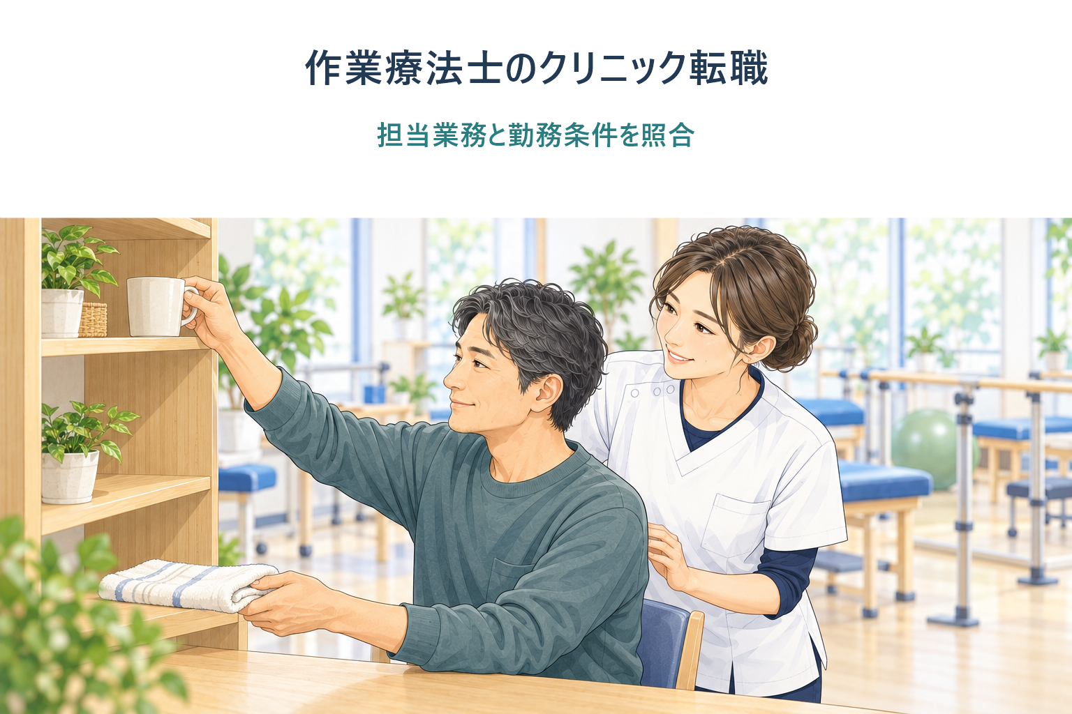 整形外科クリニックで作業療法士が患者の日常動作を見守る場面